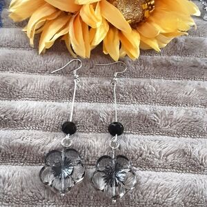 Handmade Cut Glass Czech Beads Dangle Pierced Earrings